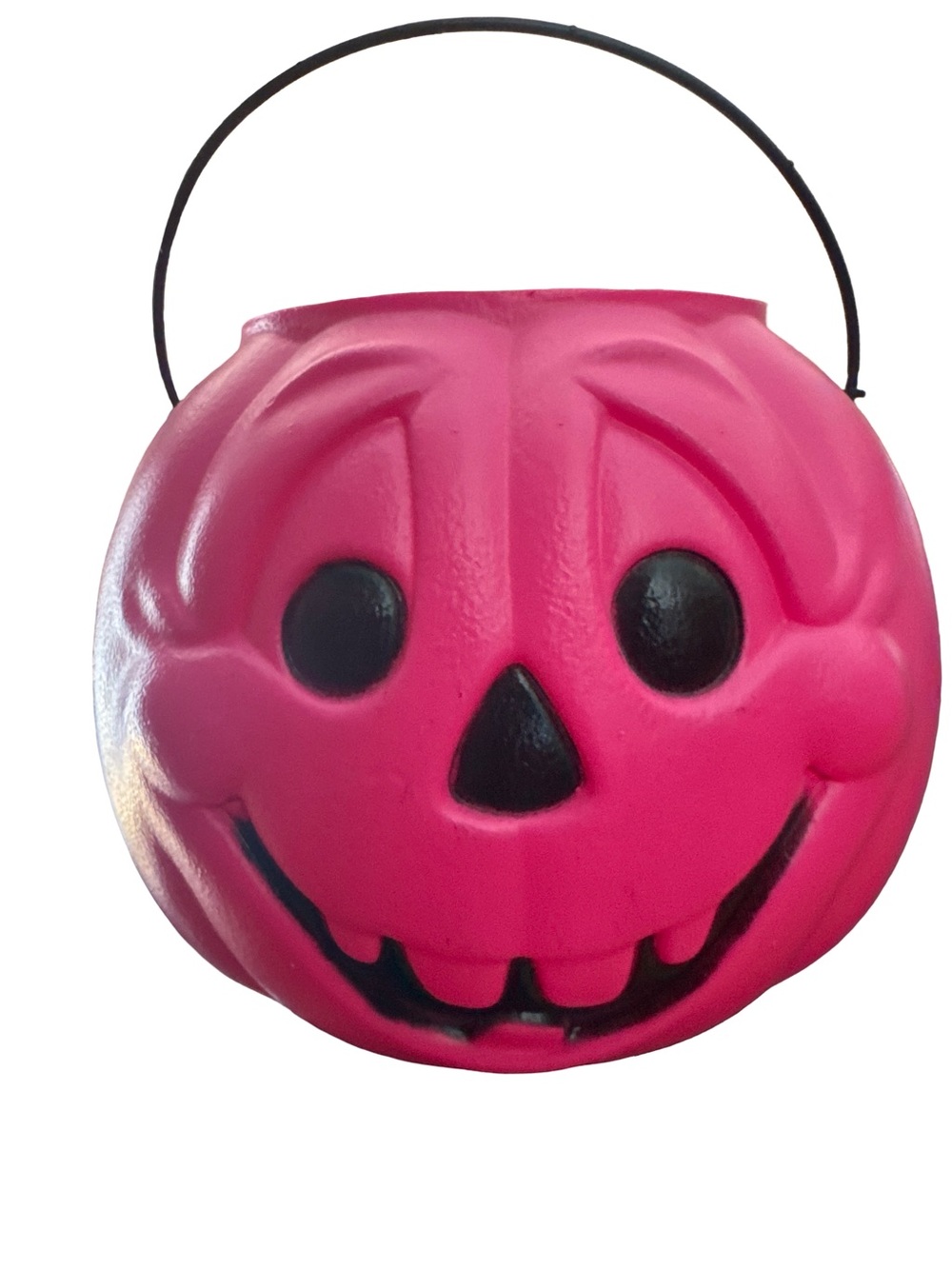 Vintage Halloween Trick Or Treat Pink Pumpkin Pail Bucket General Foam Plastics